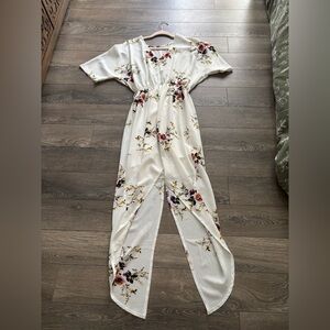 Floral V-Neck Dress in Cream